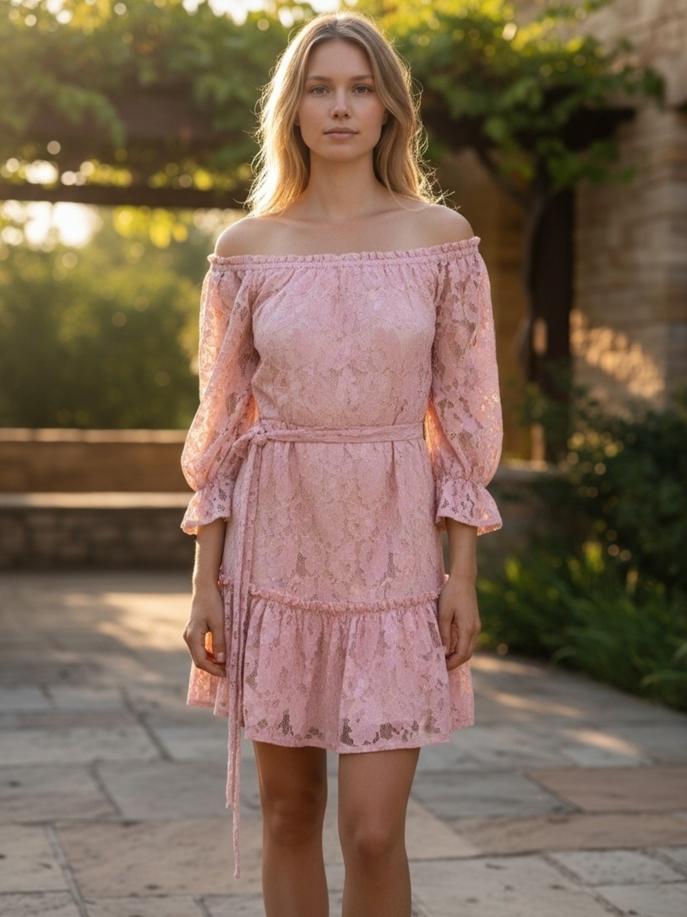 FLYING TOMATO  Pink Lace Sundress